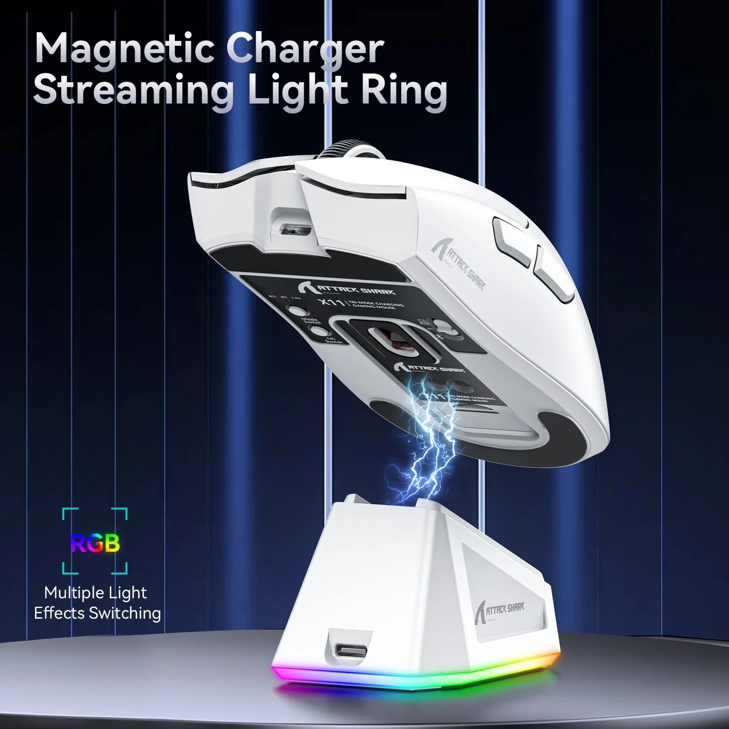 Tri-Mode Connection 2.4GHz/Wired/Bluetooth PAW3311 22000DPI 400IPS RGB  PC Gaming Mouse