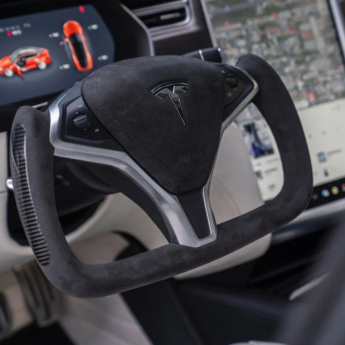 TESERY Custom Yoke Steering Wheel Replacement for Tesla Model X / S 2012-2020