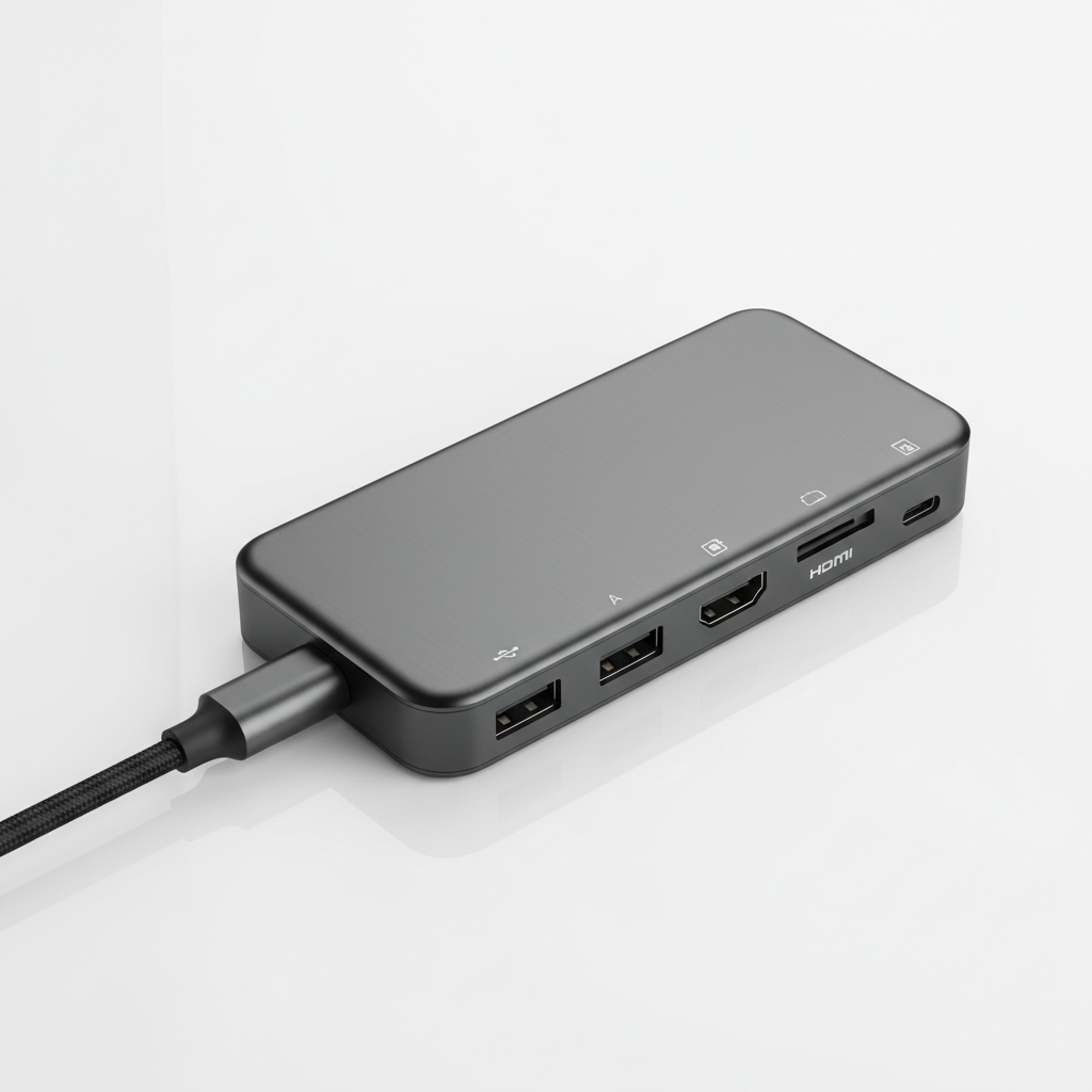 Compact 7-in-1 USB-C hub with multiple ports