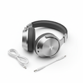 Noise cancelling over-ear headphones on white background