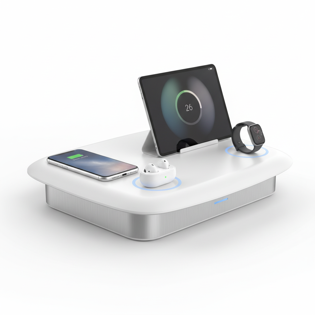 3-in-1 wireless charging station with multiple devices