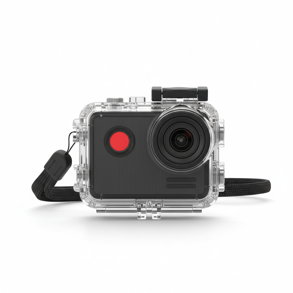 4K action camera with waterproof case