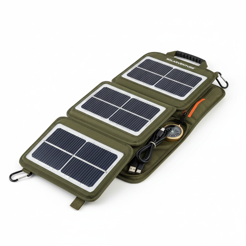 Foldable solar panel charger for outdoor use