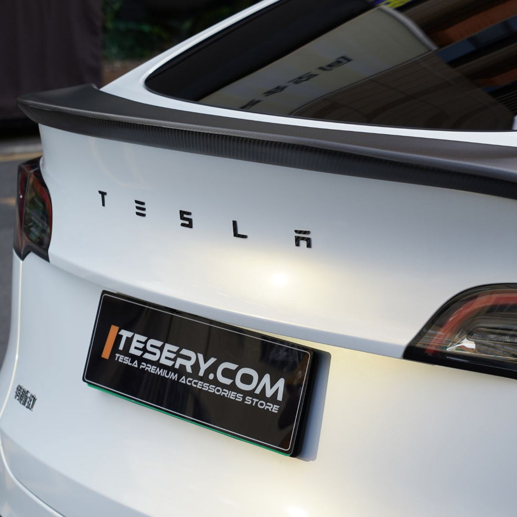 TESERY Logo Cover Front Badge Rear Letters Emblem for Tesla Model 3 / Y - Real Carbon Fiber Exterior